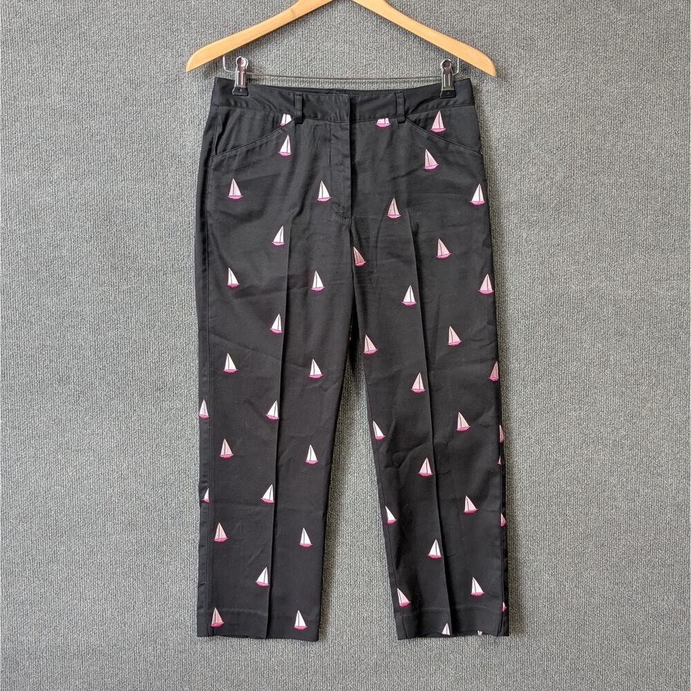 Lilly Pulitzer Pants Womens 4 Palm Beach Yacht Embroidery Sailboat Cropped Y2K